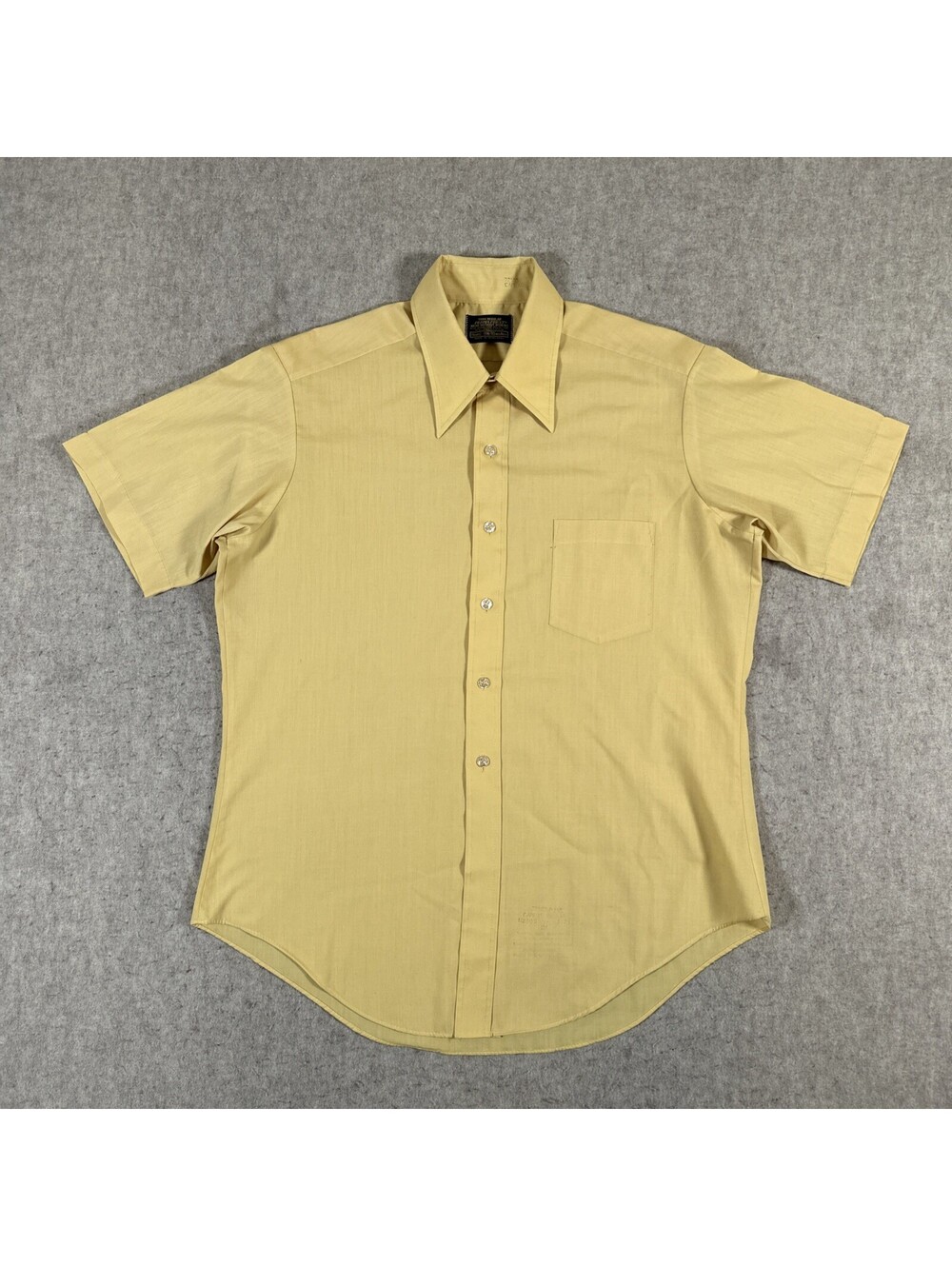Vtg Sears Men's Perma-Prest SS Shirt Trim Regular Yellow Size XL Dwight Shrute